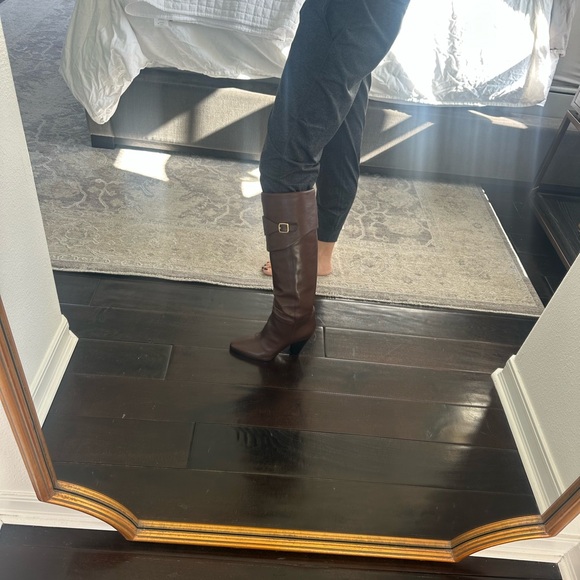 CELINE WILTERN Calfskin RIDING BOOT WITH TRIOMPHE 90mm Brown KneeHigh Boots 39.5 - Picture 15 of 16